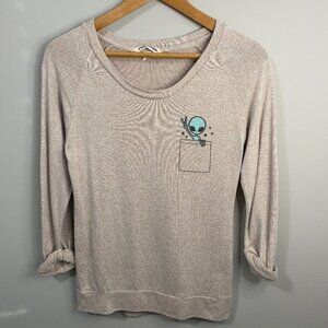 Urban Heritage Women's Long Sleeve Pocket Alien Fine Knit T-shirt Size Small
